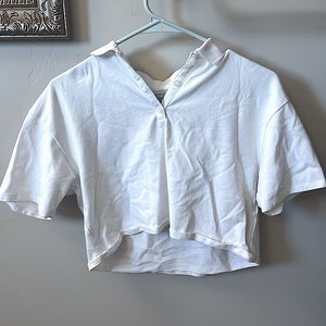 Hollister Collard White Cropped Tee Size Small
